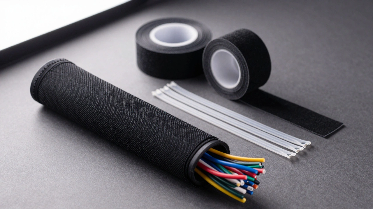 Чёрная оплётка скрывает разноцветные провода, аксессуар для ПК