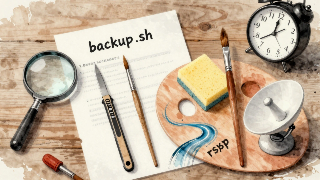 Инструменты командной строки изображены как кисти на палитре рядом с файлом скрипта.