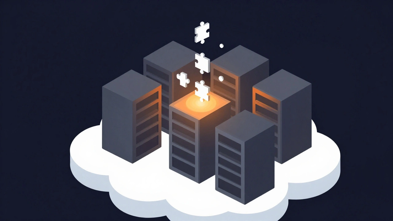 Контейнер серверной функции просыпается, рассыпая блоки кода в облачном пространстве.