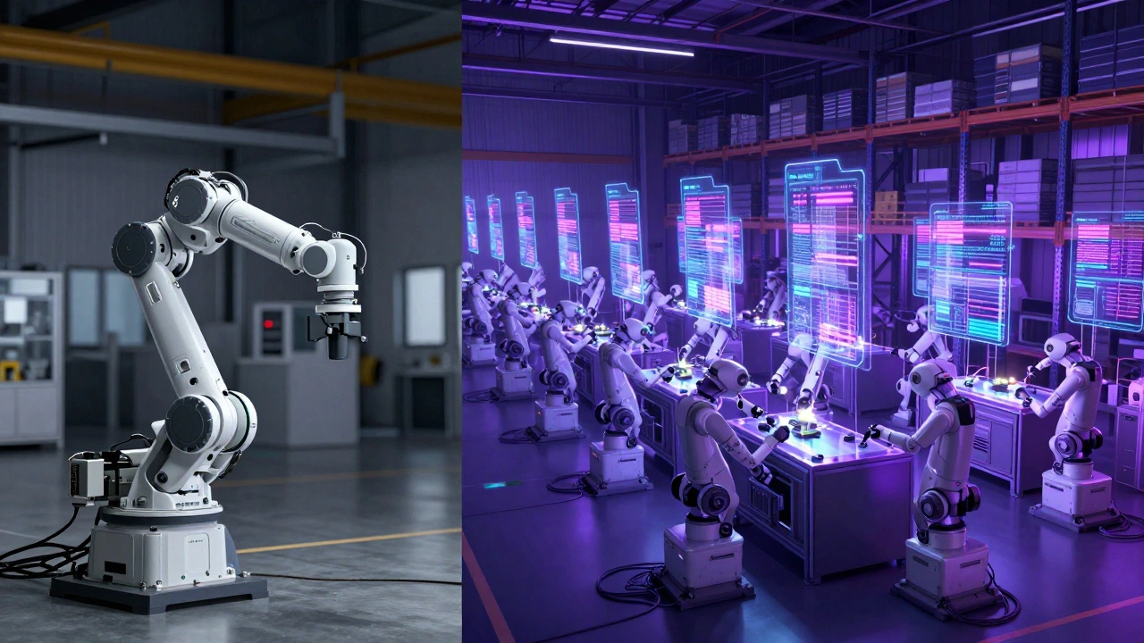 Реальный робот и его тысячи виртуальных аналогов в цифровой симуляции