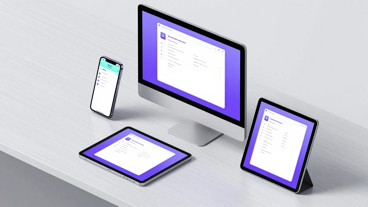 Смартфон и планшет с одинаковым дизайном приложения на экранах