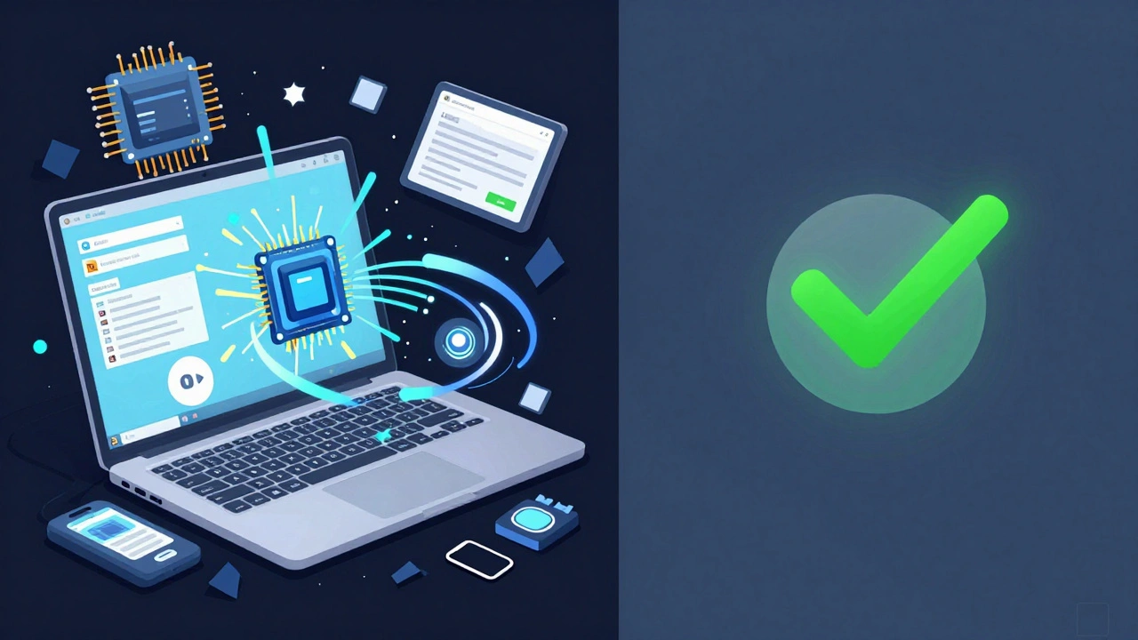 Сравнение медленной и быстрой загрузки ноутбука: слева — перегрузка, справа — оптимизация.