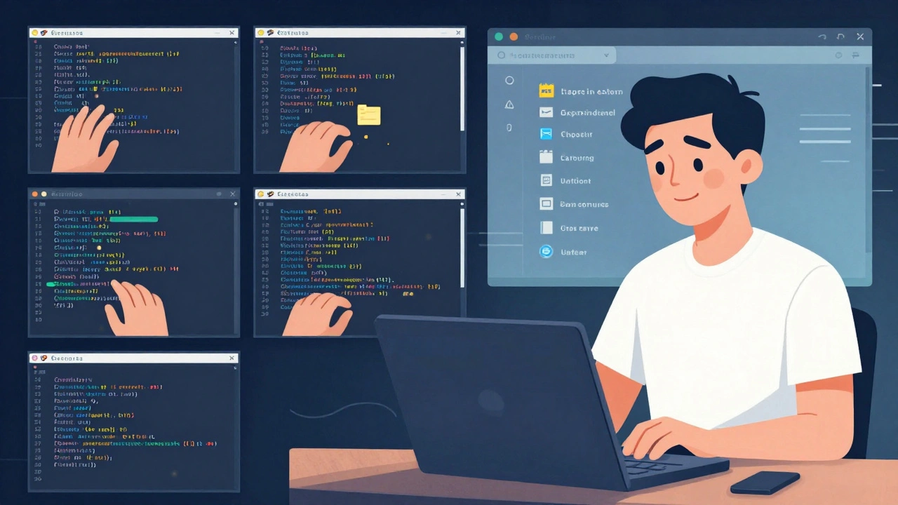 Сравнение ручного ввода команд и автоматизации через один скрипт в двух частях изображения.