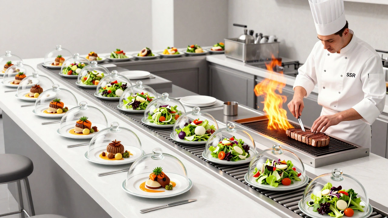 Иллюстрация кухни ресторана как метафора методов рендеринга SSG, SSR и ISR
