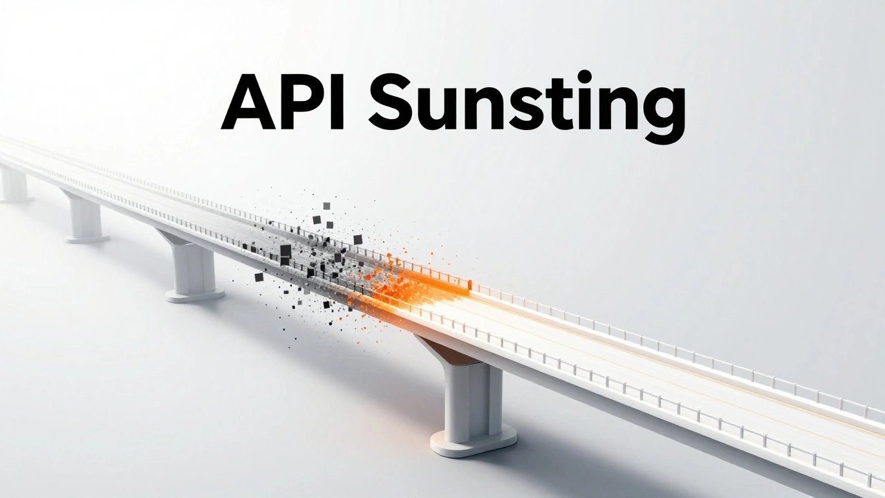 Концептуальное изображение обновления API: старая версия исчезает, уступая место новой