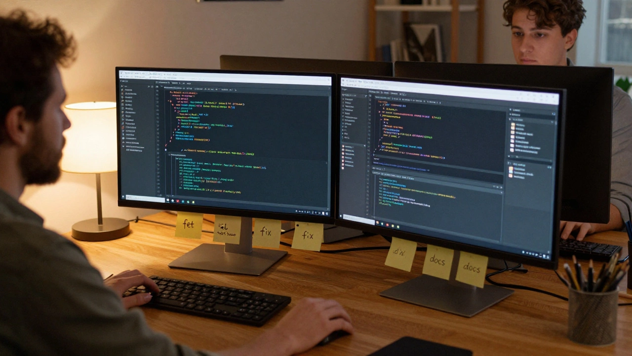 Разработчик работает над открытым исходным кодом