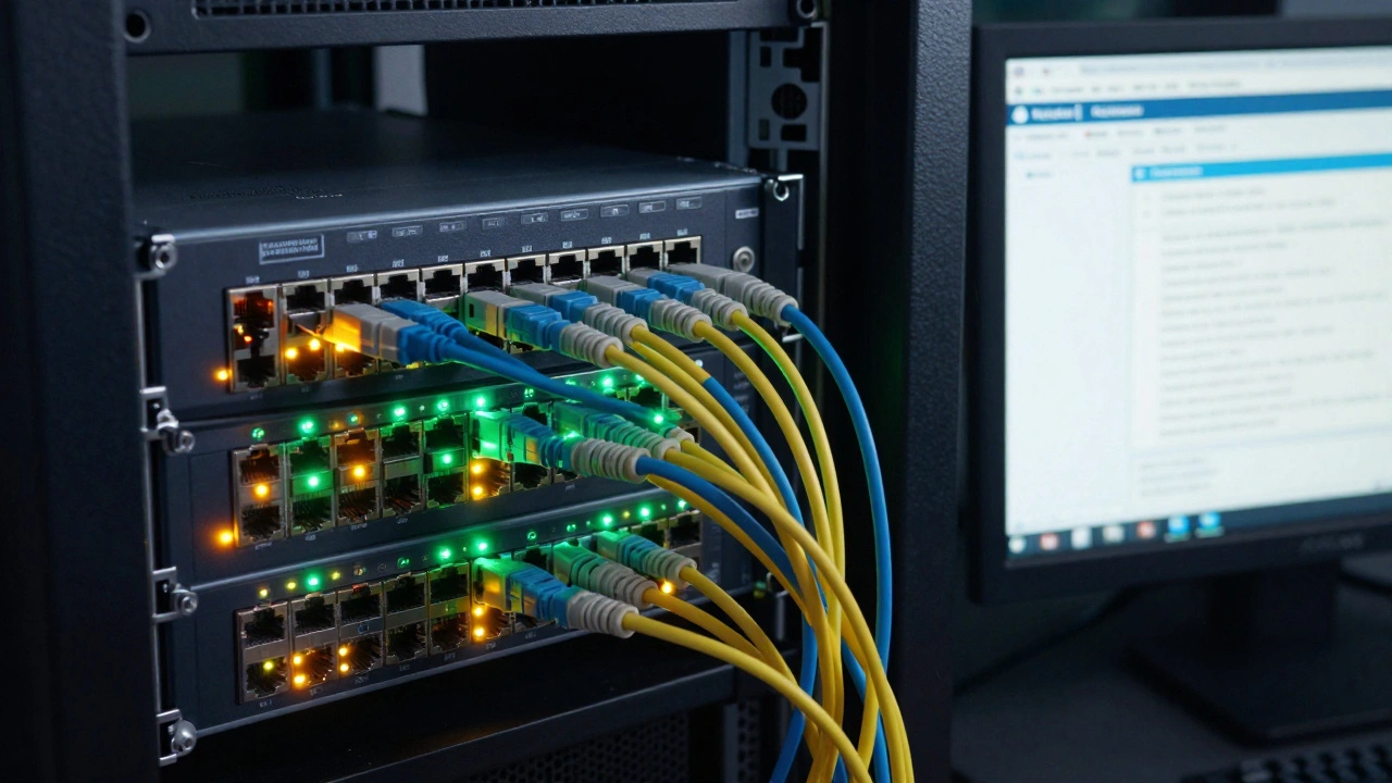 Сетевой коммутатор с активными портами и монитор с конфигурацией автоматической установки