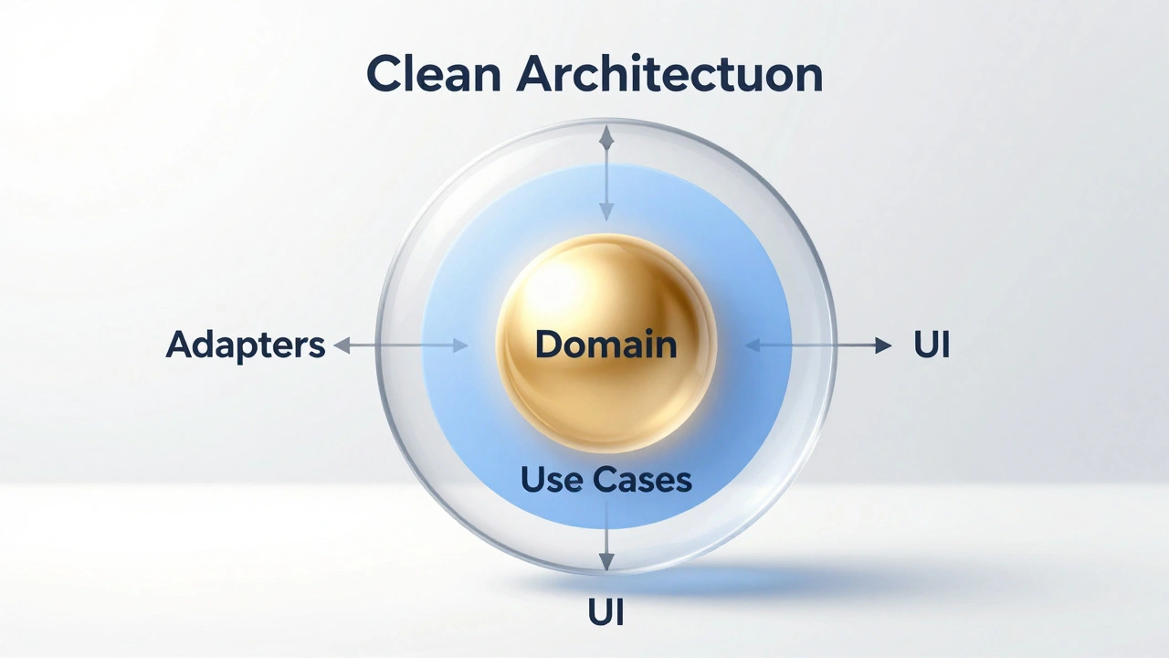 Схематичное изображение чистой архитектуры в виде концентрических светящихся сфер
