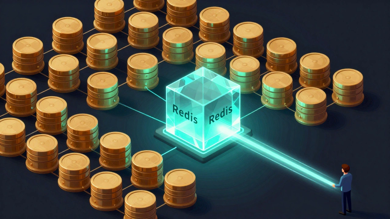 Схематичное изображение кэширования данных между базой данных и пользователем