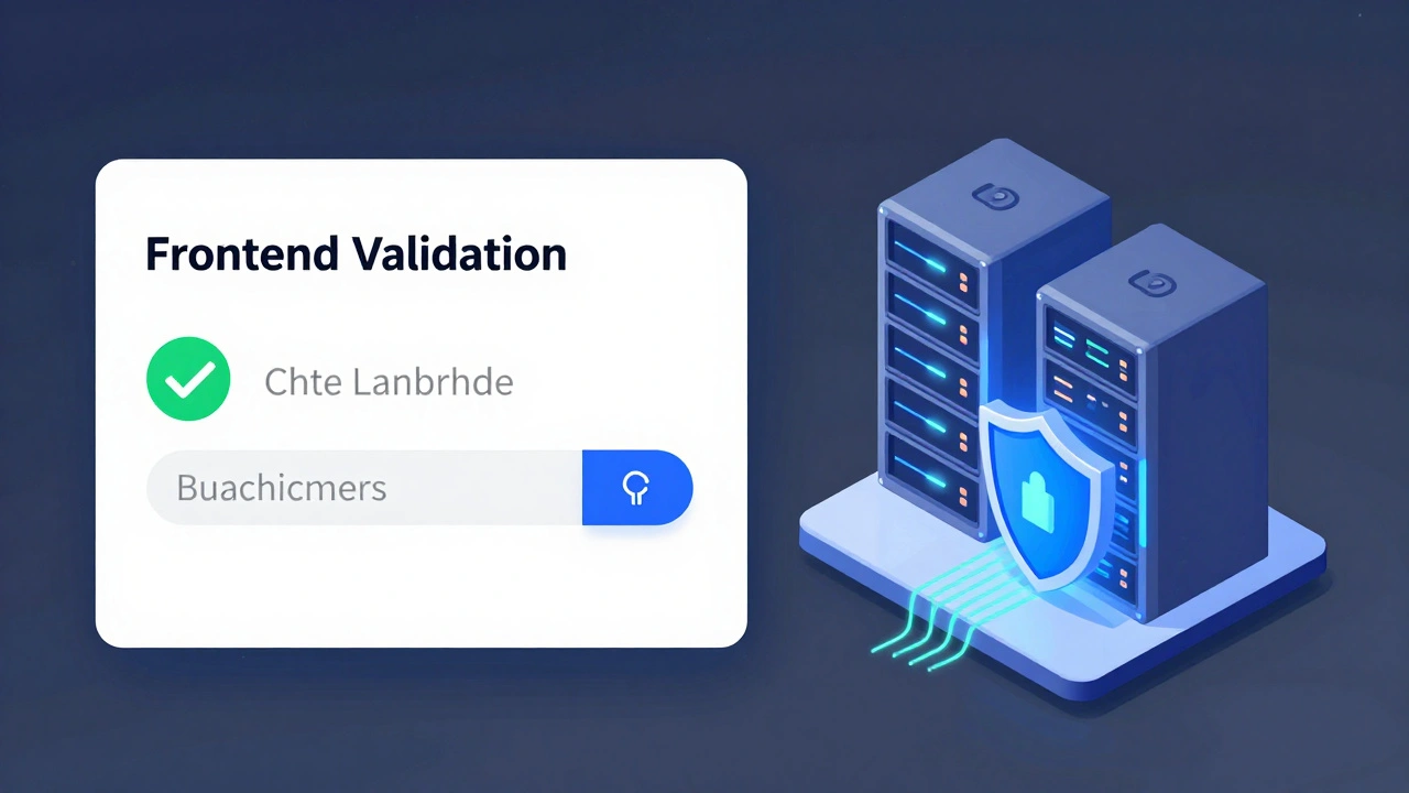 Схематичное изображение разделения валидации на клиентскую часть и серверную защиту