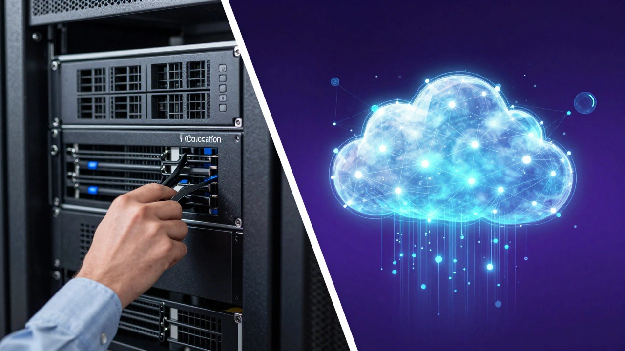 Сравнение физического сервера в стойке и абстрактного цифрового облака