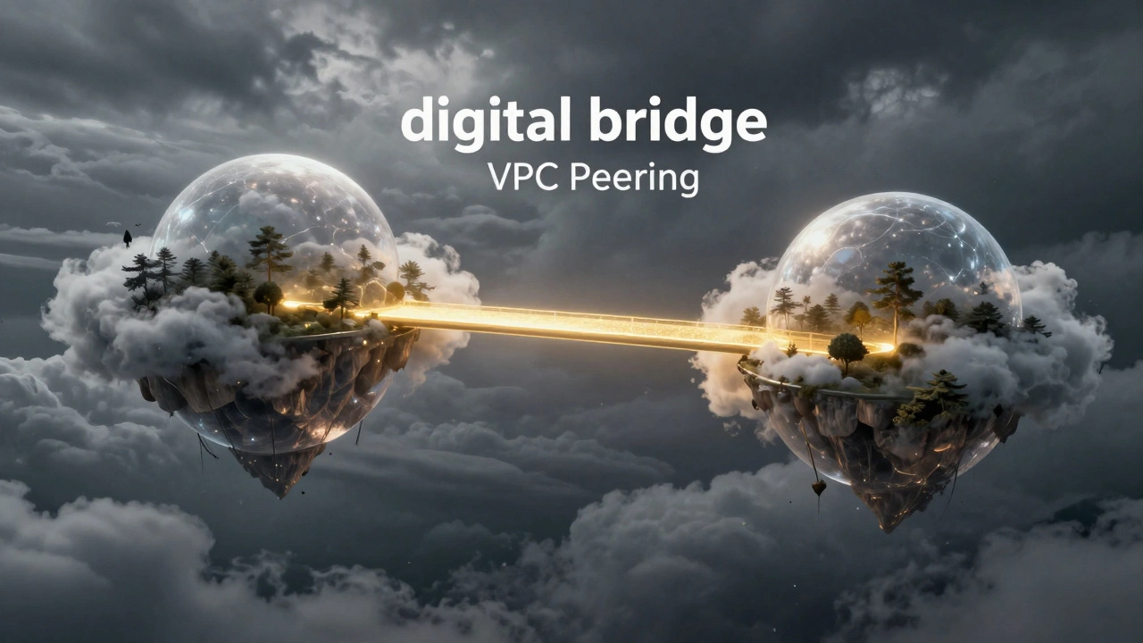 Визуализация VPC Peering как защищенного моста между двумя изолированными облачными сетями