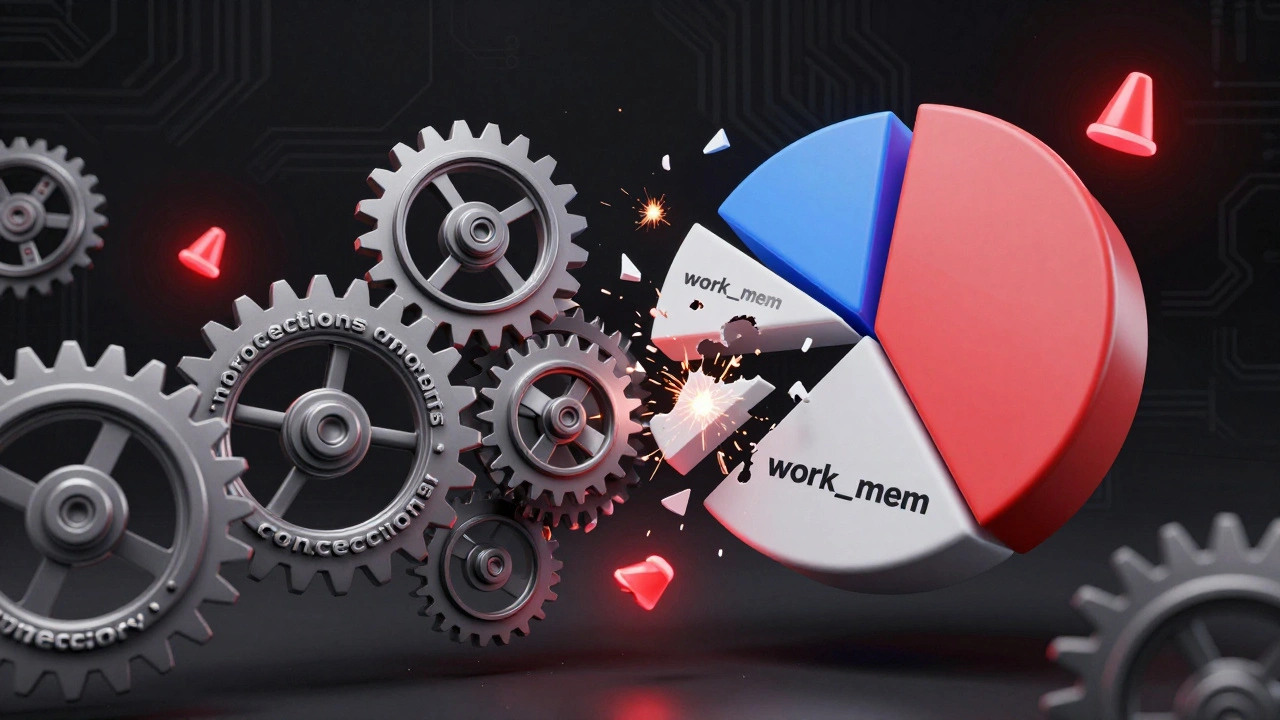 Художественная иллюстрация перегрузки памяти work_mem при множественных соединениях