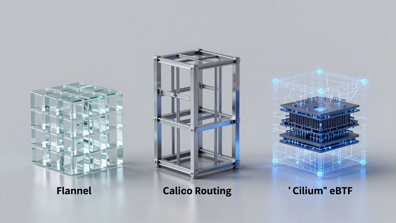 Сравнение архитектур CNI плагинов: Flannel, Calico и Cilium в 3D