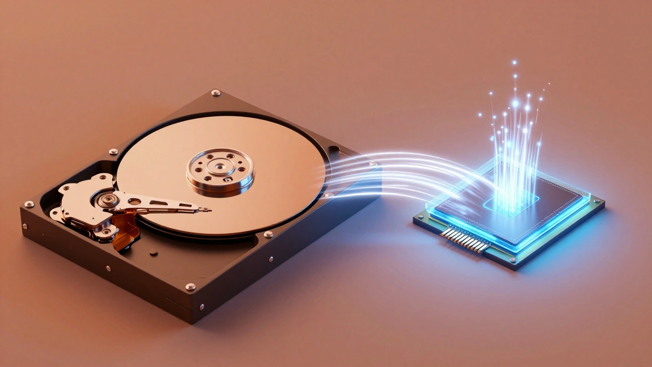 Сравнение медленного HDD и быстрого SSD в концептуальной иллюстрации