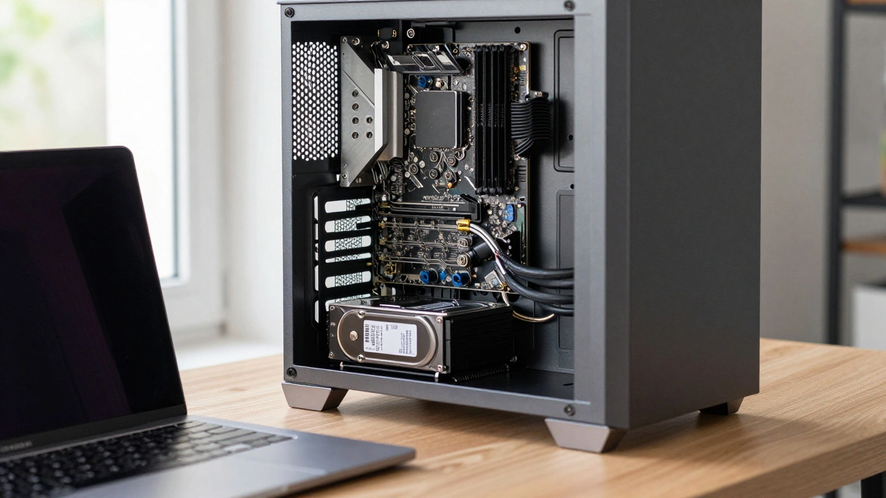 Внутренности ПК с гибридной схемой хранения данных SSD и HDD