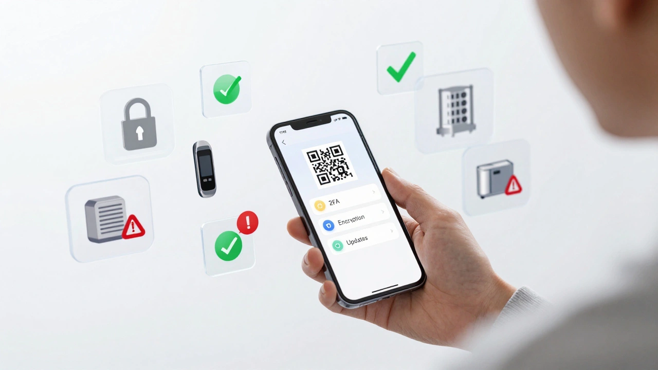 Человек проверяет безопасность IoT-устройств через смартфон
