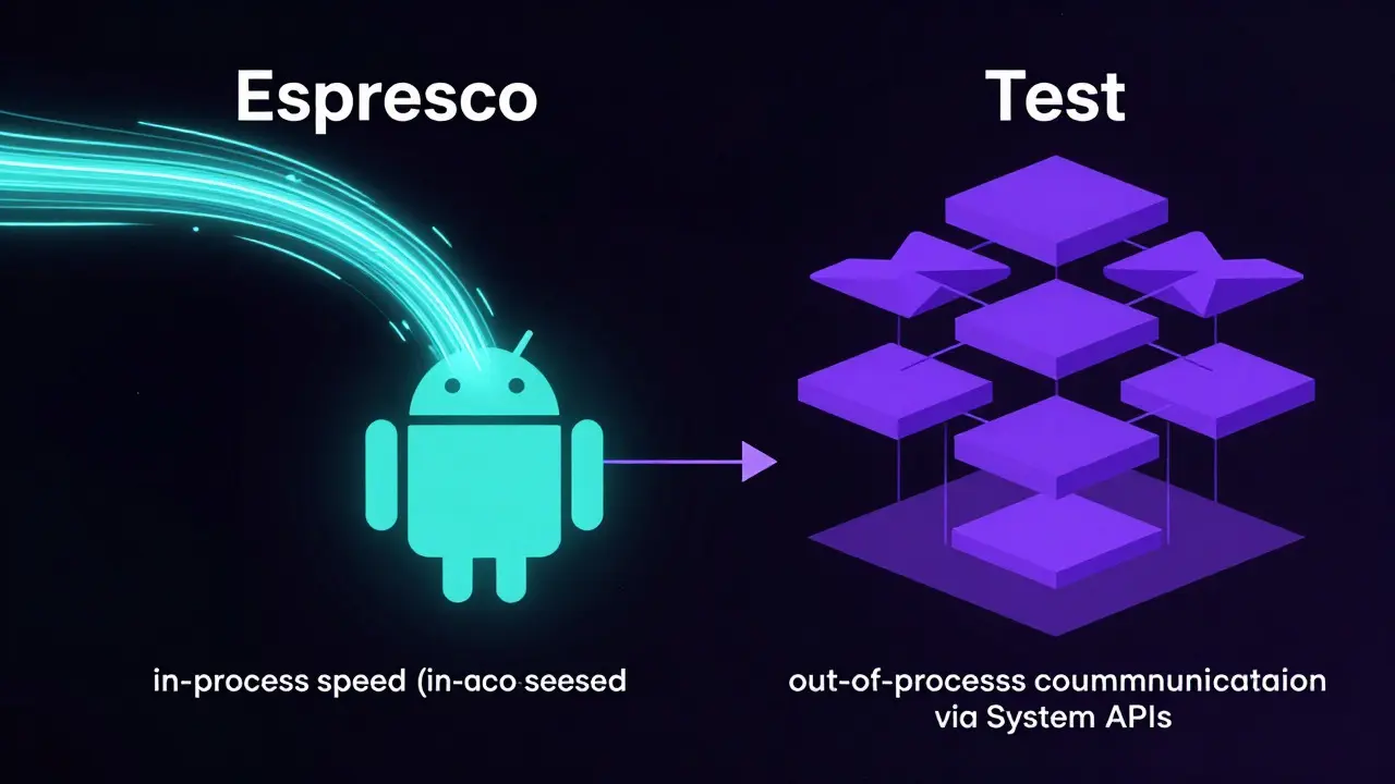 Абстрактная иллюстрация сравнения скорости и архитектуры фреймворков Espresso и XCTest