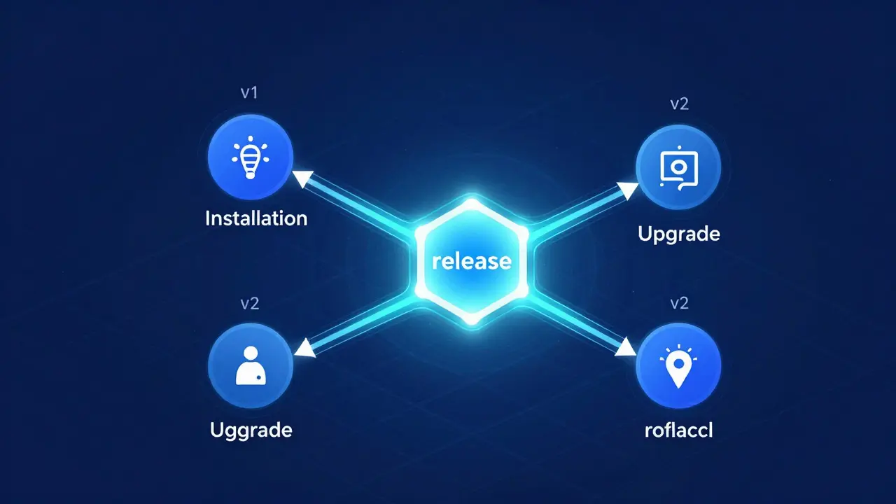 Абстрактная визуализация жизненного цикла релизов Helm в Kubernetes