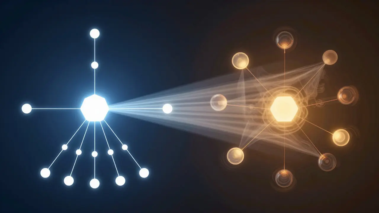 Comparison of centralized orchestration and decentralized choreography networks