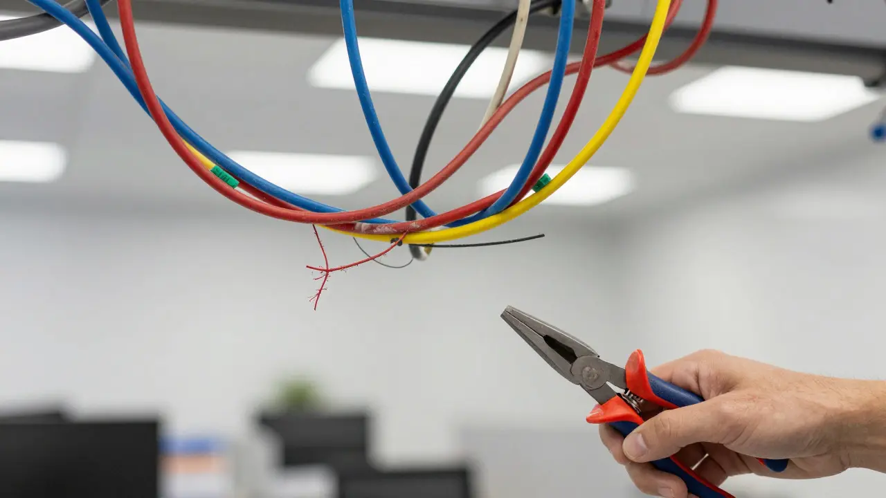 Хаотичные провода символизируют накопление технического долга от старых флагов