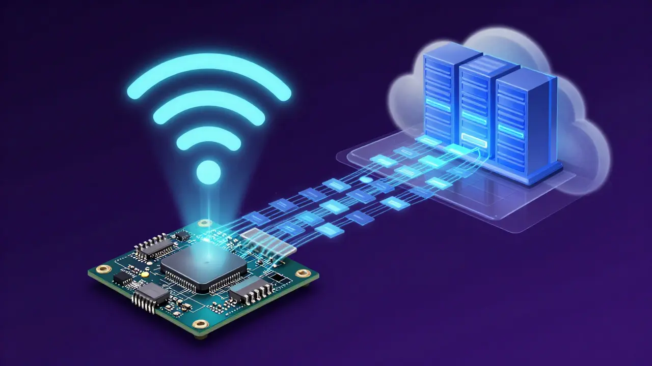 Концептуальная иллюстрация передачи данных с ESP32 в облако по Wi-Fi