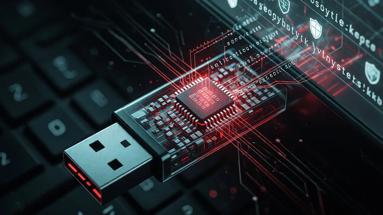 Иллюстрация атаки BadUSB: флешка притворяется клавиатурой