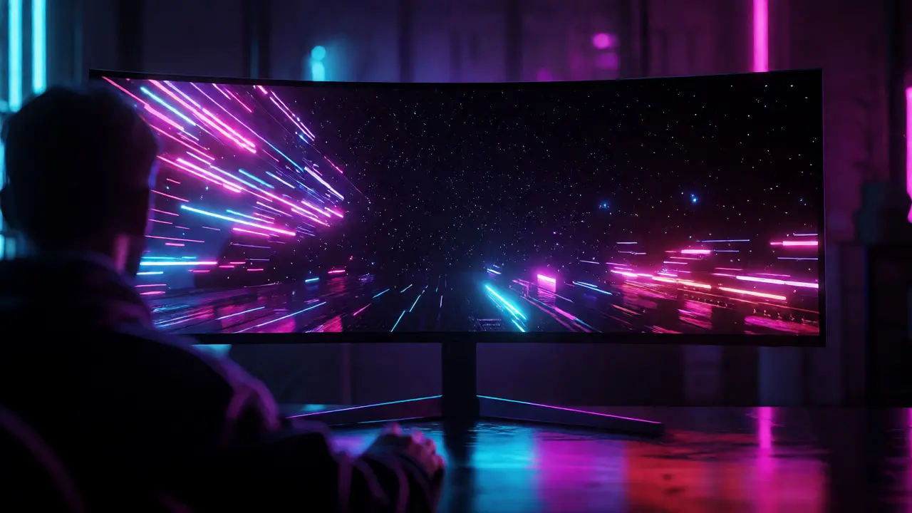 Изогнутый OLED монитор с ярким HDR изображением и глубоким черным цветом